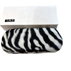 LBI Womens Eyeglass Case Velvet Zebra Print Black/White Hard Clamshell New